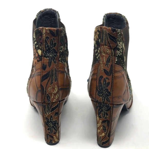 Croc Leather Tweed Brocade Boho Ankle Boots - Tracy Porter Anthropologie 6 - Picture 5 of 6